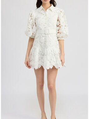 En Saison Ottis Floral Cutwork Mini Dress | NWT | Size Medium